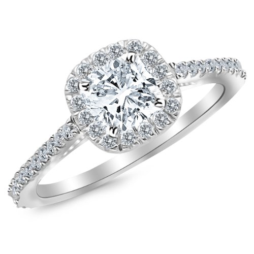GIA Certified 1.35 Carat Cushion Cut Halo Diamond Engagement Ring W 1 ...